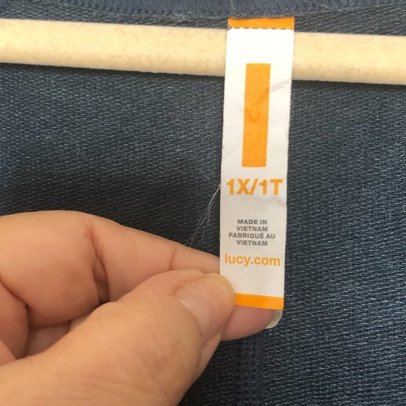 LUCY Blue Draped-Front French Terry Jacket with Pockets 1X - Picture 2 of 10